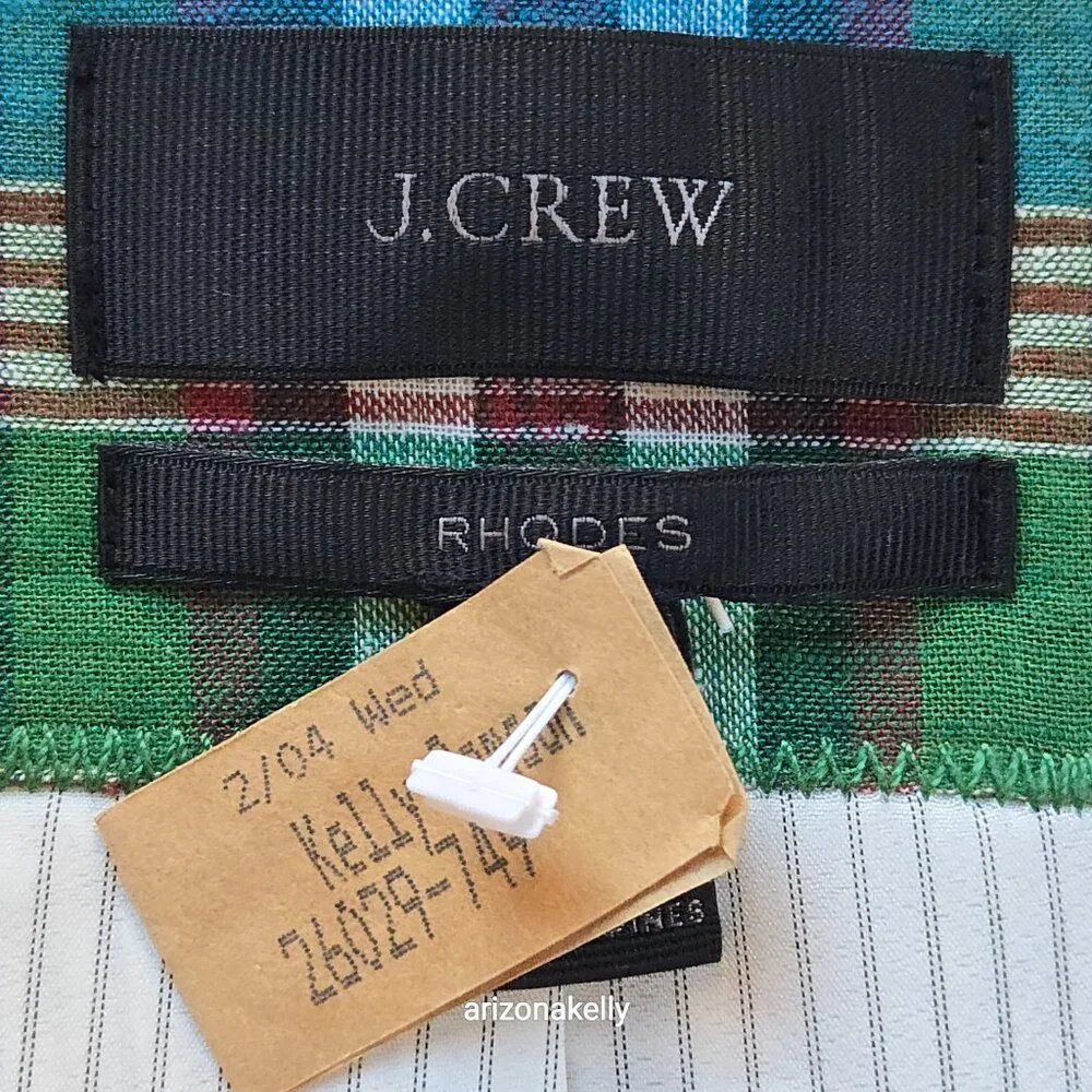 J. Crew Rhodes Blazer Linen Cotton Green Plaid Size 2 - Picture 5 of 11